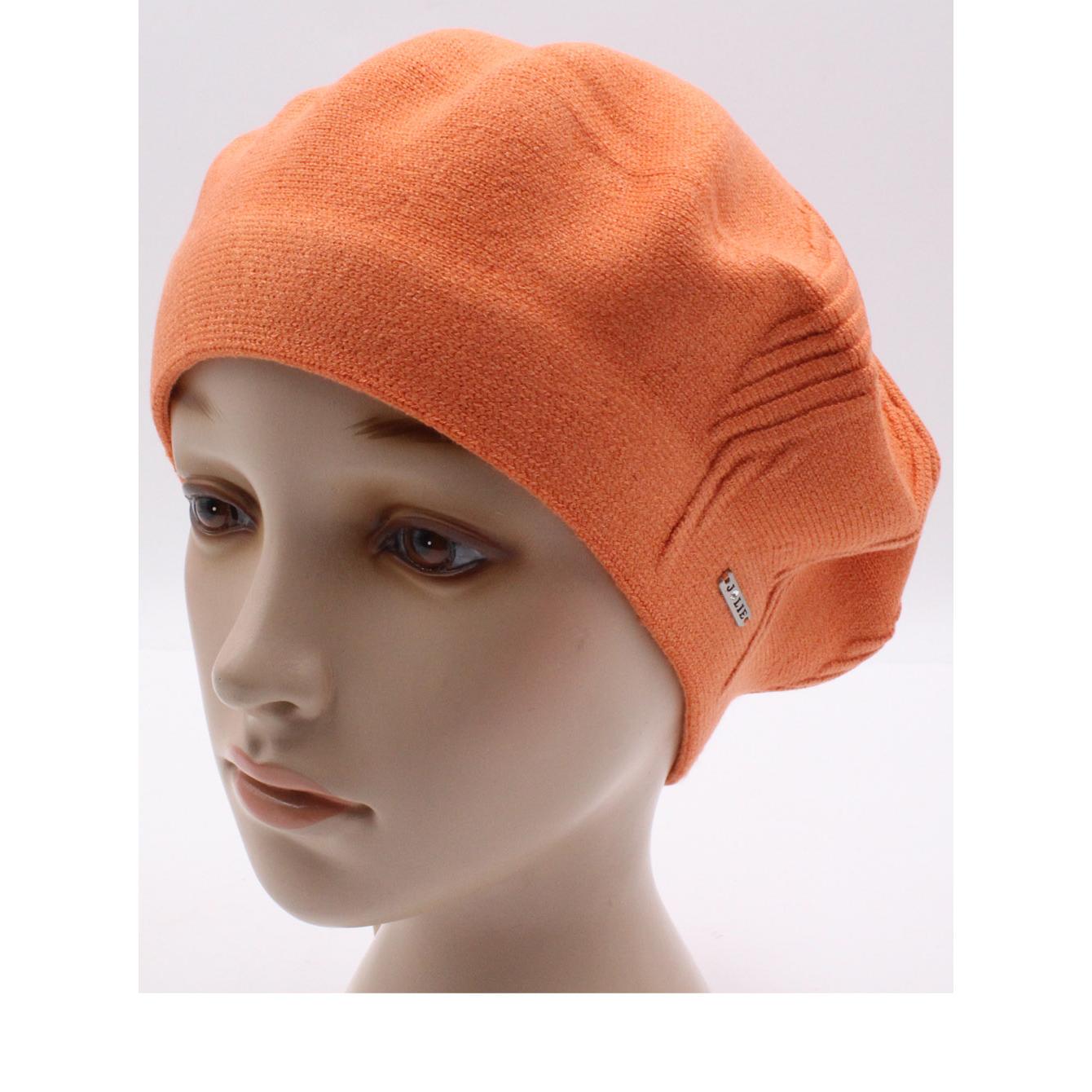 Берет жіночий вовняний Leks Магма one size Морквяний