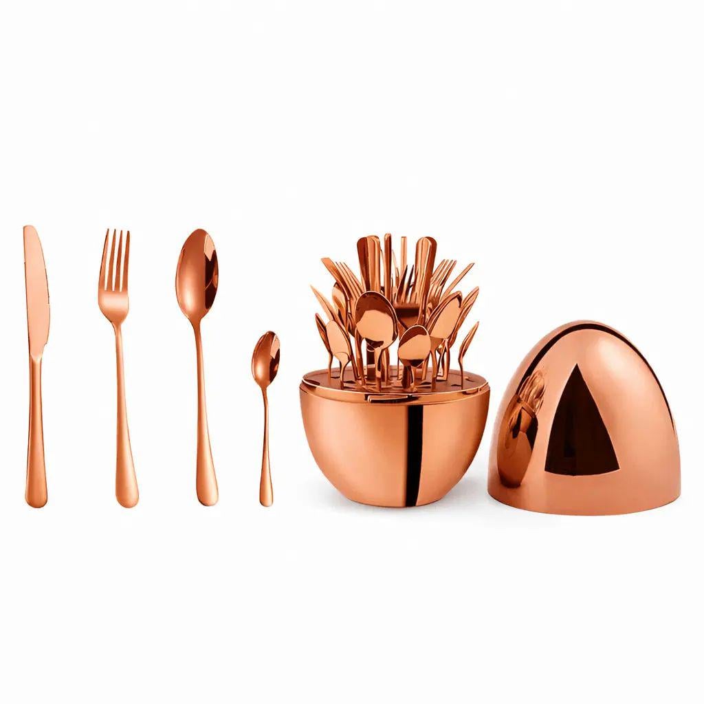 Столовые приборы EGG на 6 персон 24 шт. с кейсом Bronze (31870740)