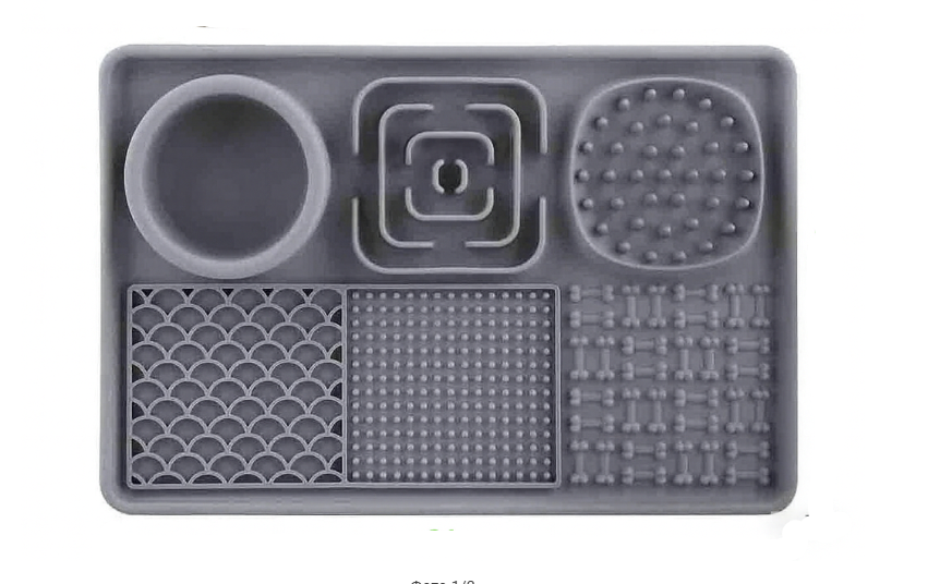 Миска коврик для животных Licking Pad ПУШИНОЕ СЧАСТЬЕ напольное для вылизывания и медленного кормления 31х21 см Серый