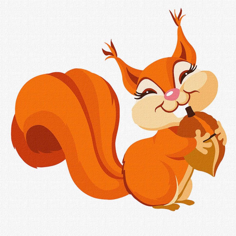 Картина по номерам Ідейка Счастливая белочка 30x30 см (KHO6003)