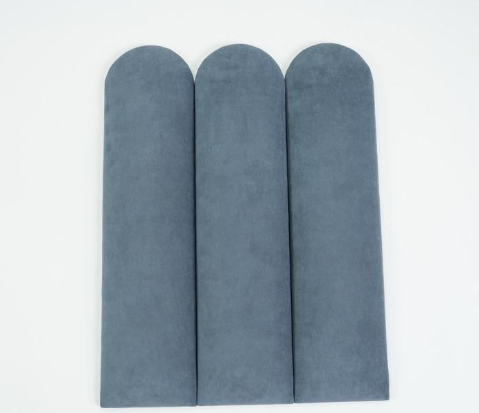 Стеновая панель самоклеящаяся мягкая Soft Pan велюр овал 15x60х3,7 см матовый Джинсовый (156103)