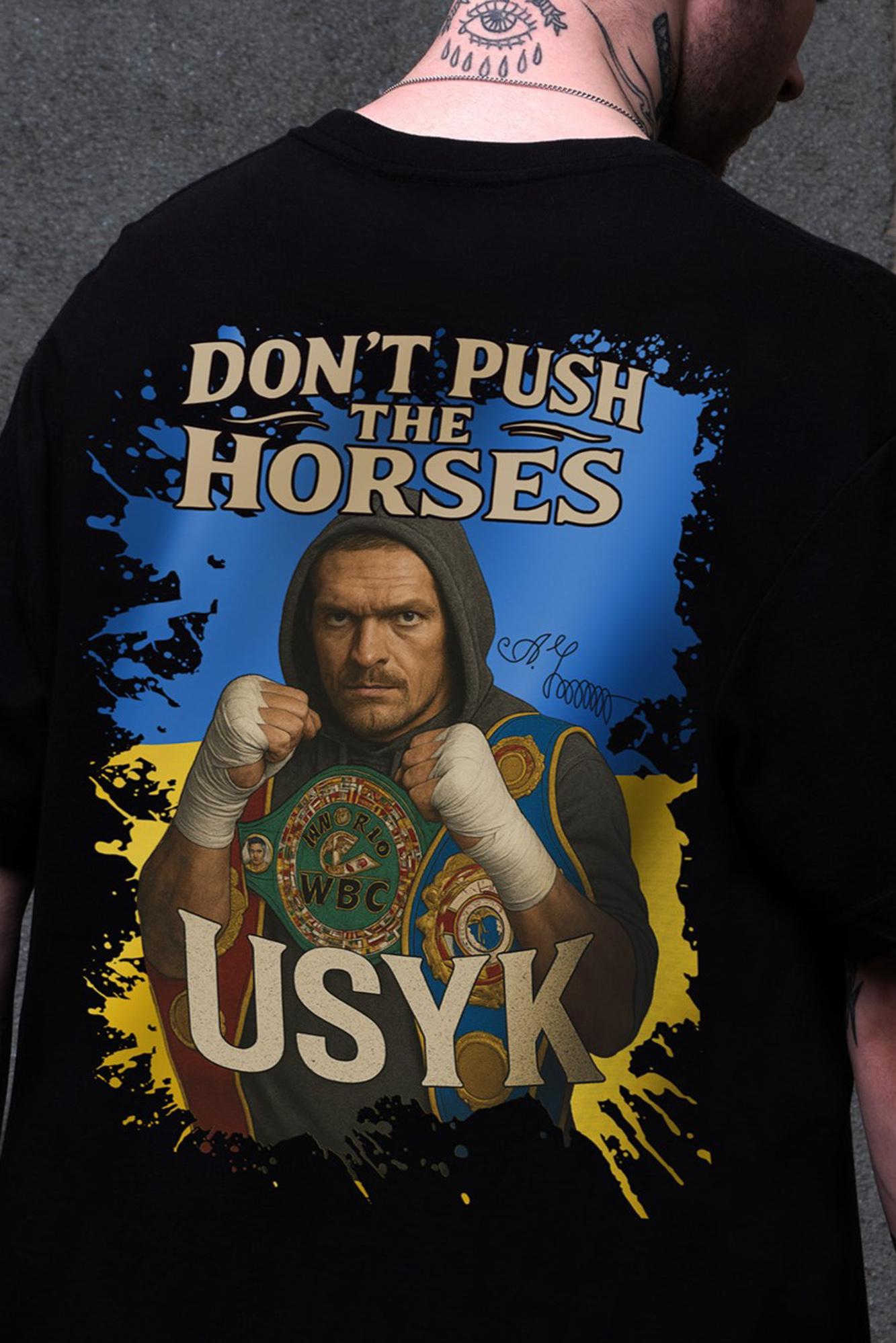 Футболка чоловіча Without з принтом Dont Push The Horses оверсайз S/M Black (S8055224) - фото 2