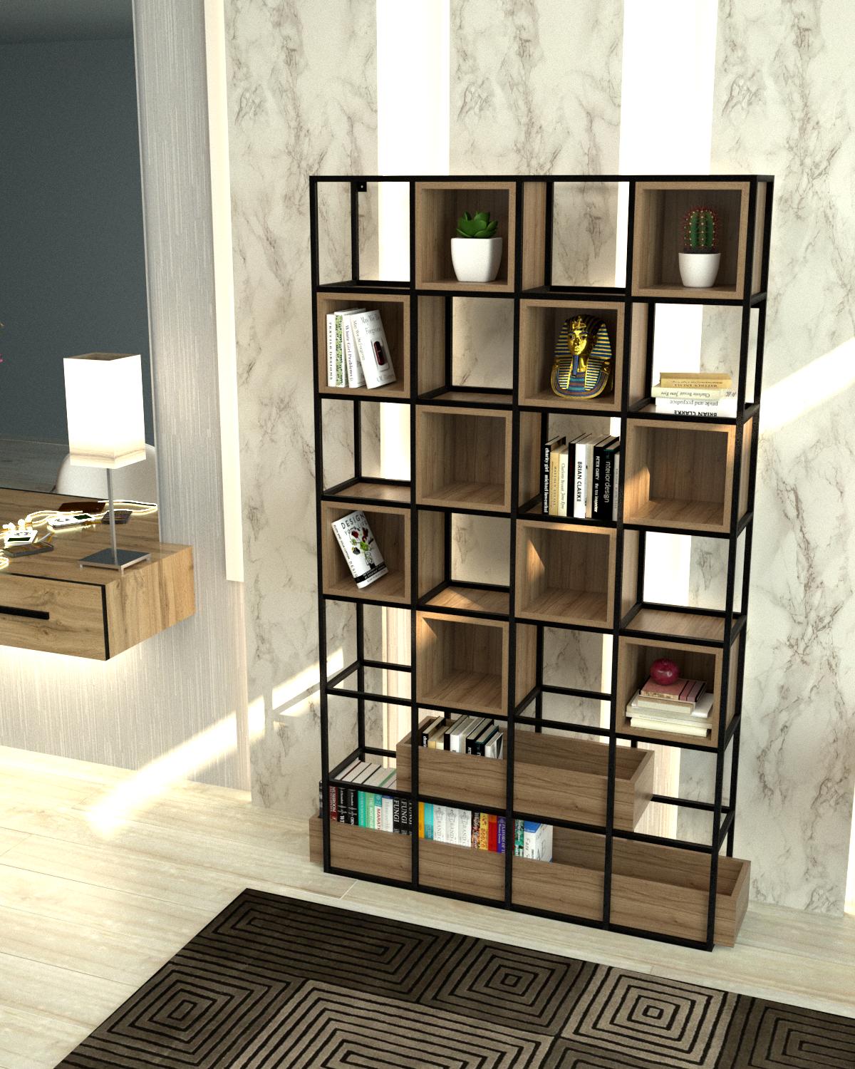 Стеллаж EcoLoft Кубио DSP-1348-4 в стиле лофт Монтеверде (31717725)
