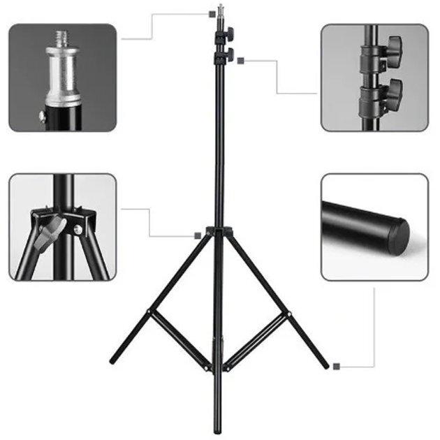 Студийный фото штатив для кольцевых светодиодных селфи ламп TR-210 трипод 210 см - фото 5