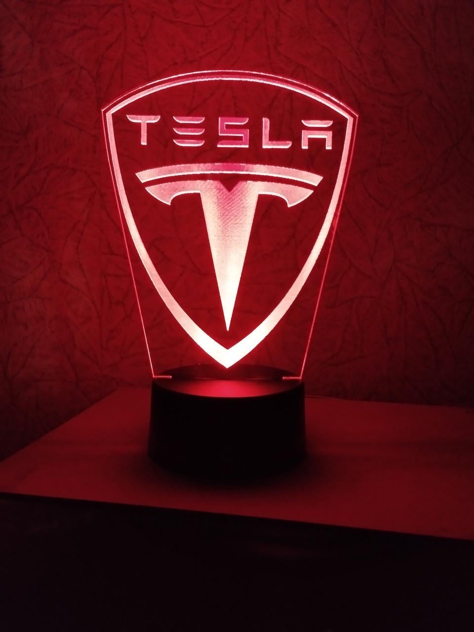 3D-ночник Tesla лого несколько подсветок/на пульте (2018092443)