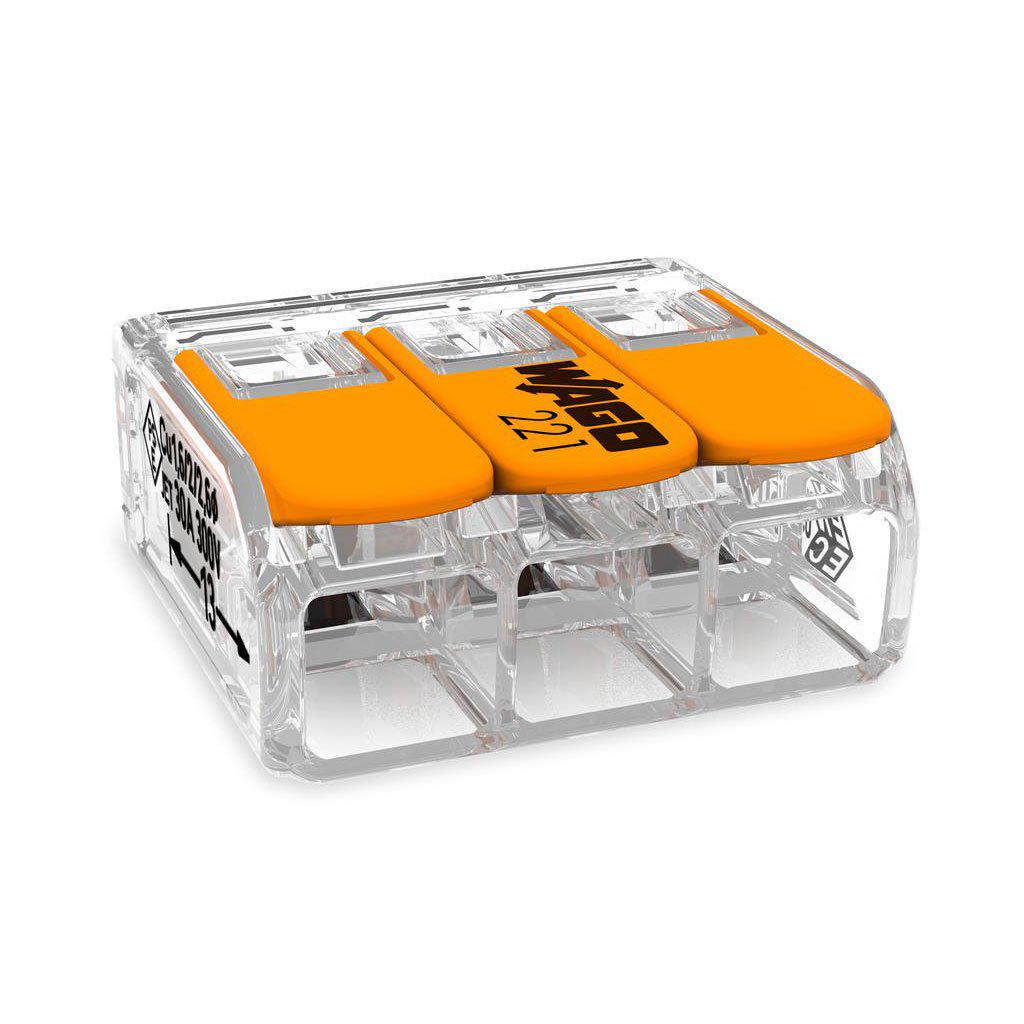 Клема швидкого монтажу WAGO 3х6 мм з важелями прозора 41А (28684046)