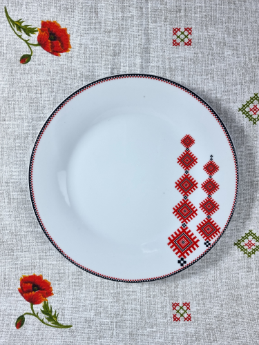 Набор тарелок SNT Вышиванка ромб 9 см 3 шт. Красный (30002-005)