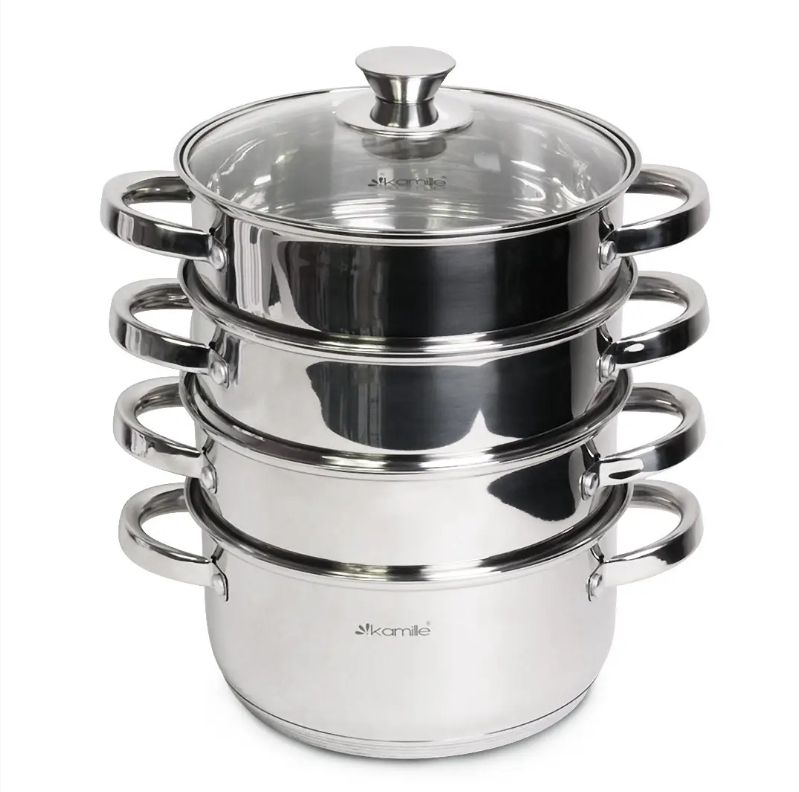 Пароварка Kamille KM-5816 3-х рівнева з нержавіючої сталі d 20 см (NA001699)