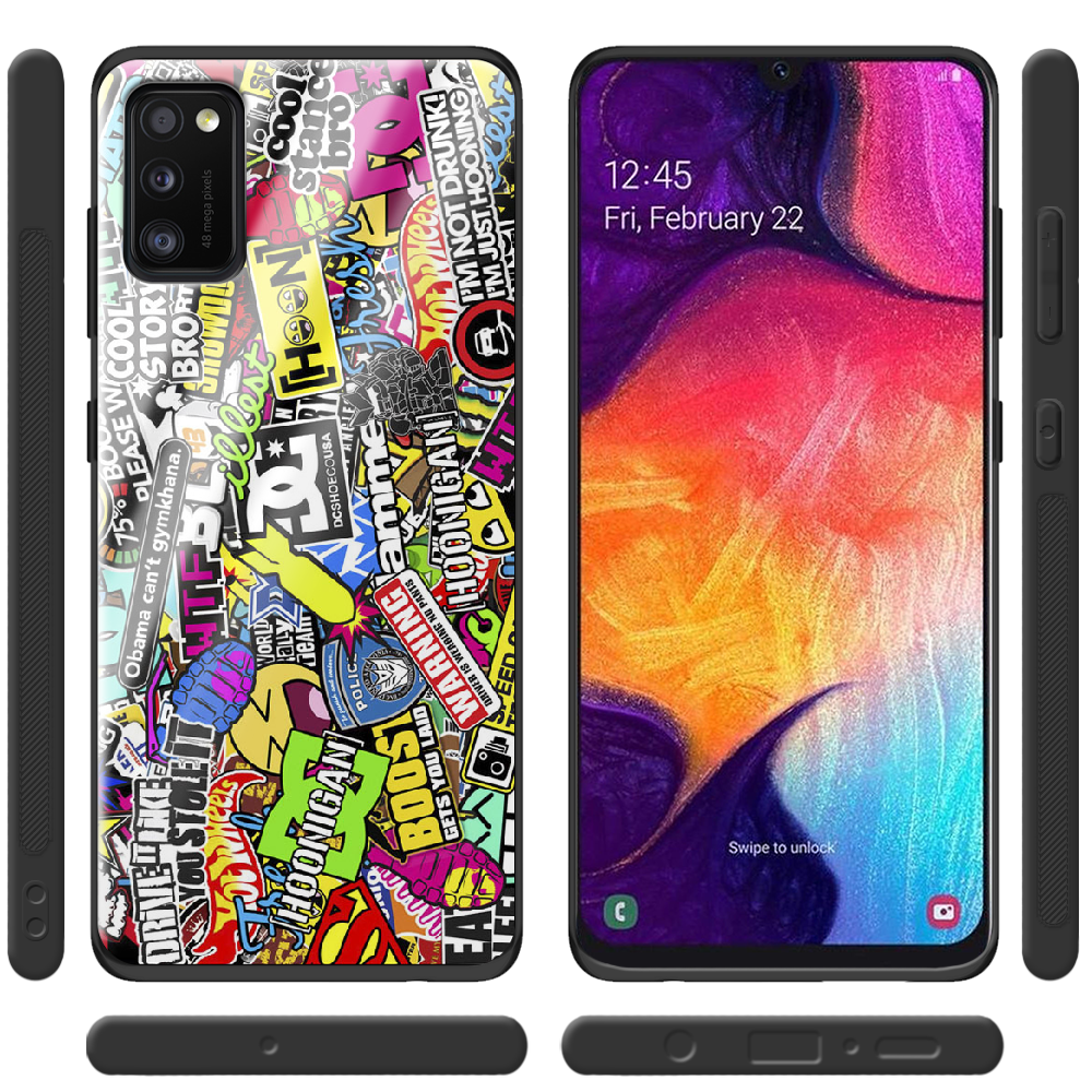 Чехол Boxface Samsung A415 Galaxy A41 Multicolored Inscriptions Черный силикон со стеклом (39755-up880-40092) - фото 2