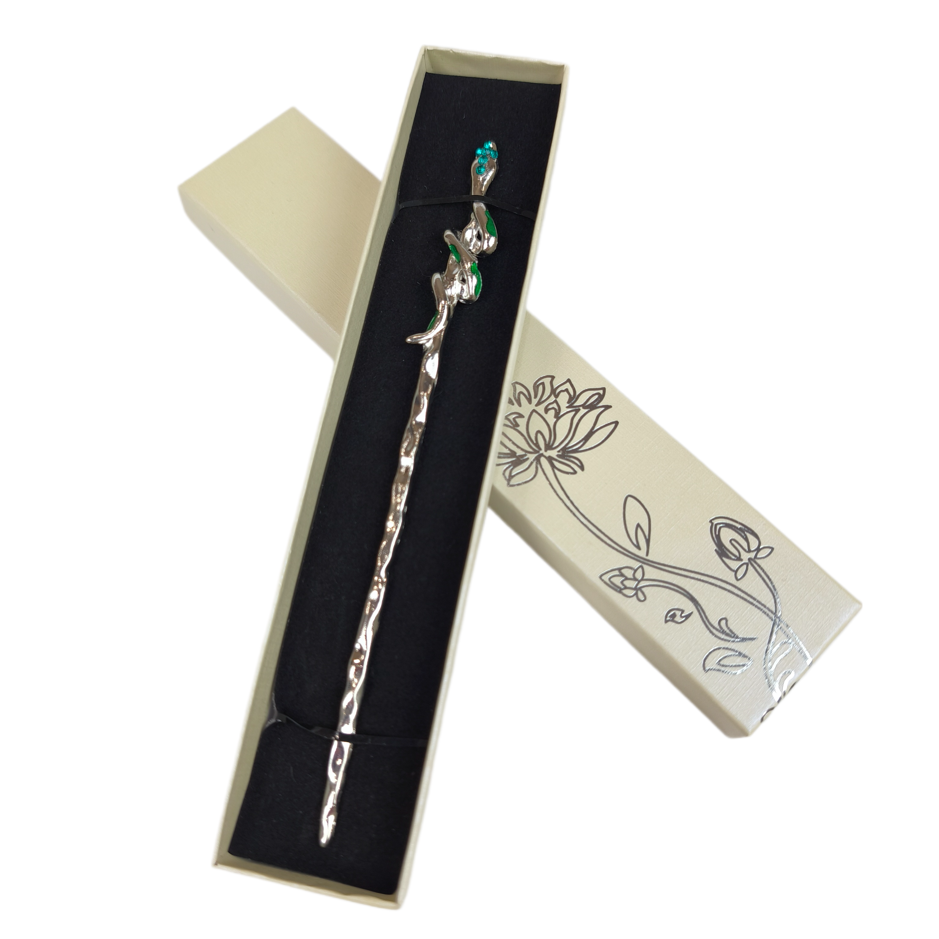 Заколка металлическая для волос в китайском стиле в форме змеи в подарочной коробочке Серебристый (U8094) Заколка металлическая для волос в китайском стиле в форме змеи в подарочной коробочке Серебристый (U8094)