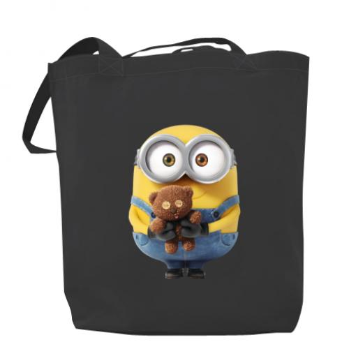 Шоппер Миньон с мишкой 37x41 см Темно-серый (295358-28-39466)