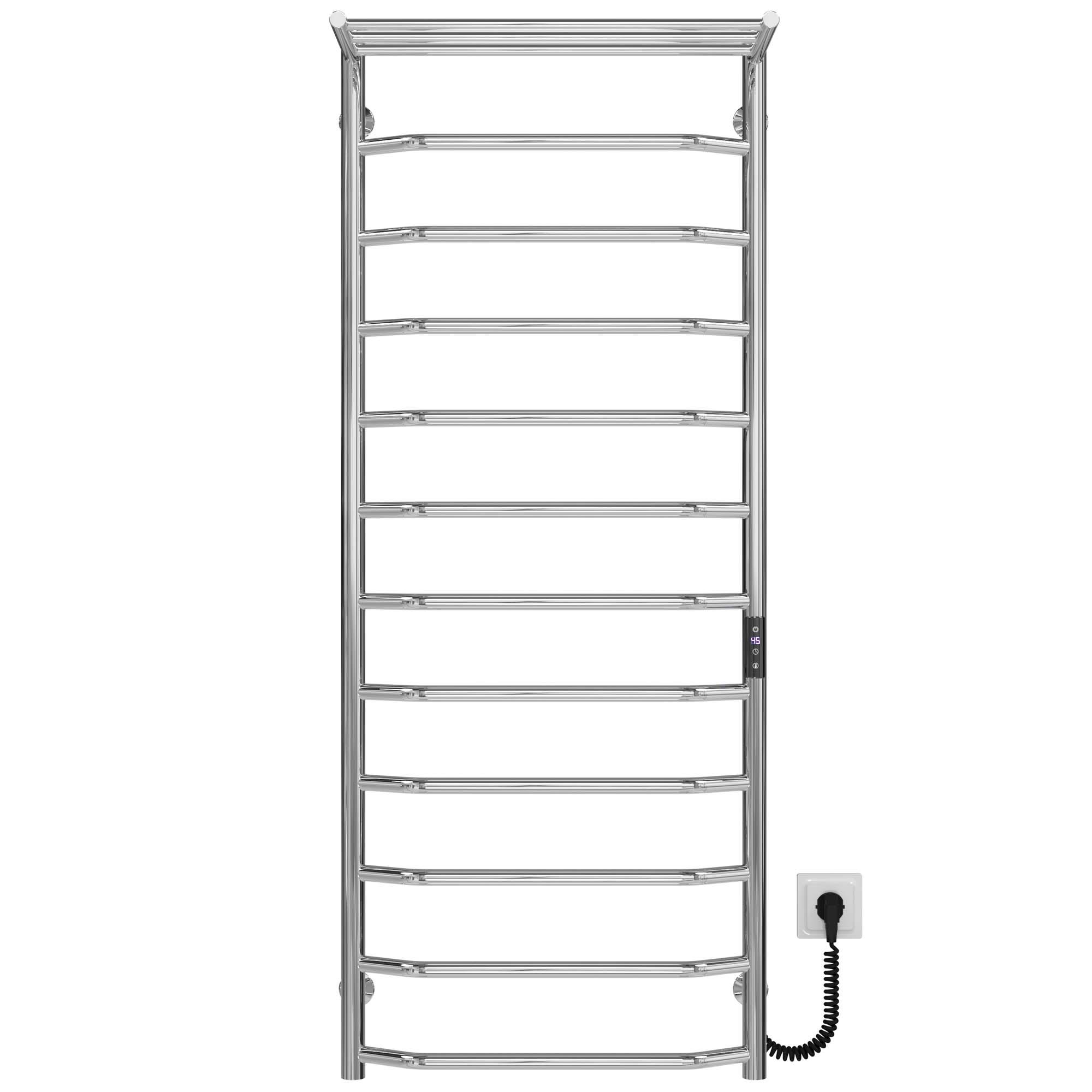 Полотенцесушитель электрический с полкой Deffi Трапеция П12 JD03 правое подключение нержавеющая сталь 500х1300 мм Хром (C.TP.130.50.12.E.C.R.1)