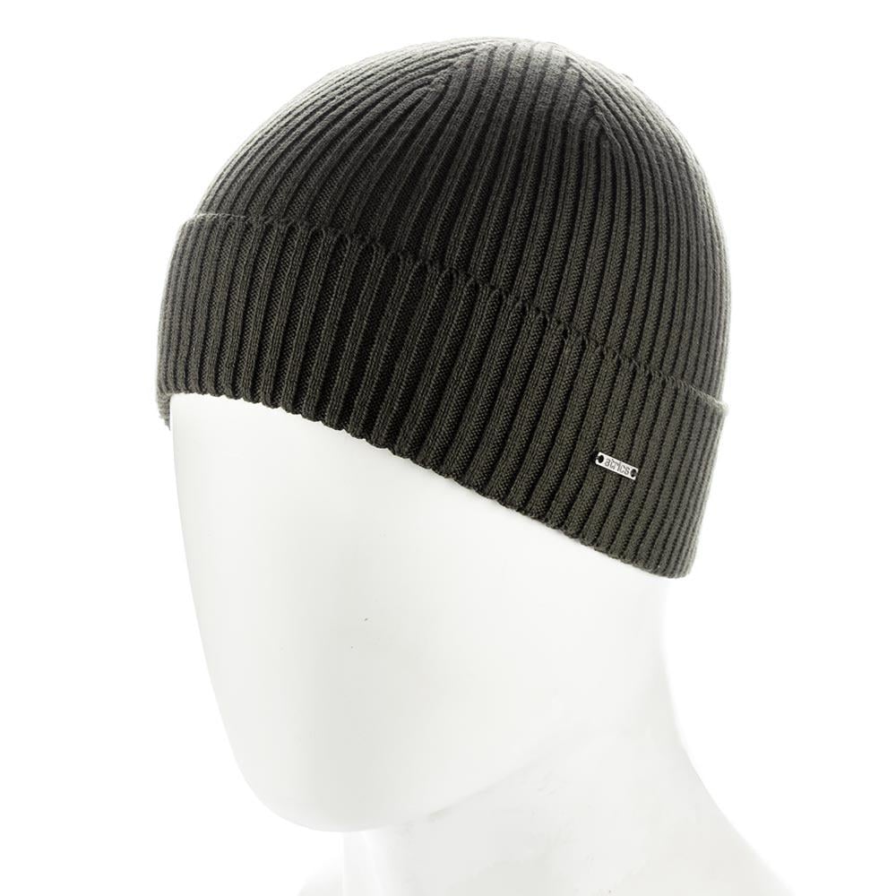 Шапка мужская одинарная Atrics MH04 с отворотом хлопковая Темно-синий