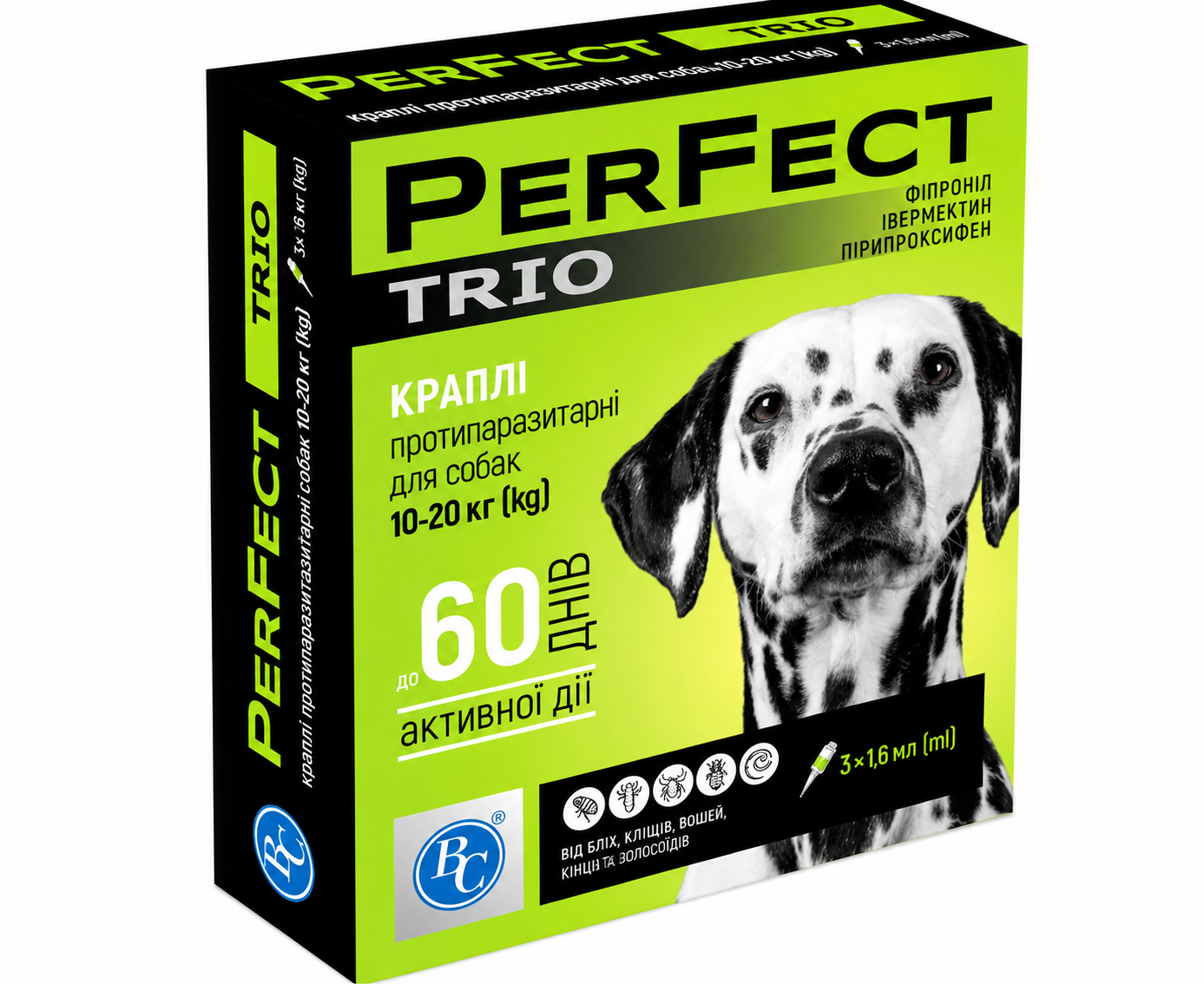 Капли Ветсинтез PerFect TRIO для собак 10-20 кг 1,6 мл 3 пипетки