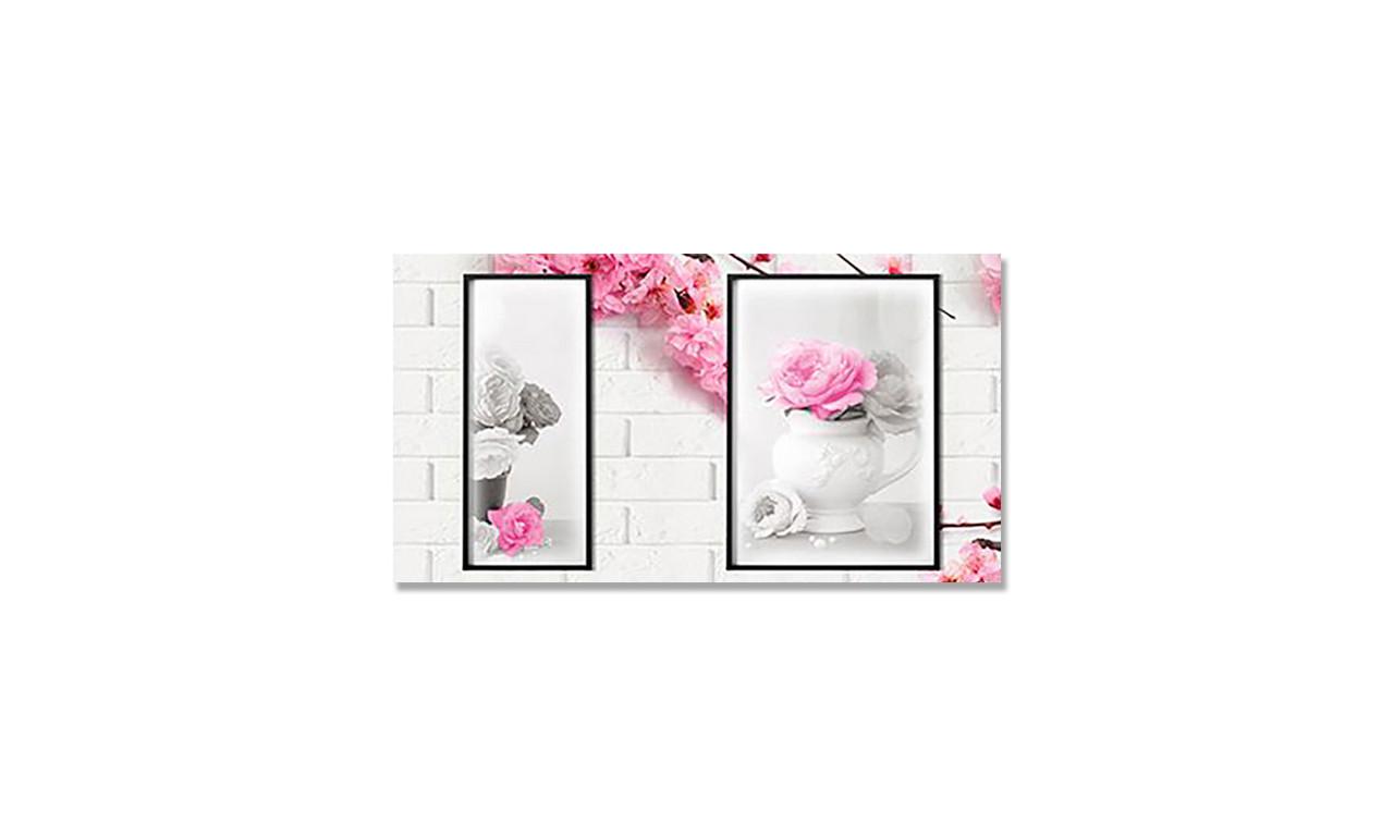 Наклейка виниловая на стол Zatarga Белые кирпичи и Цветы 650х1200 мм (1262637352)