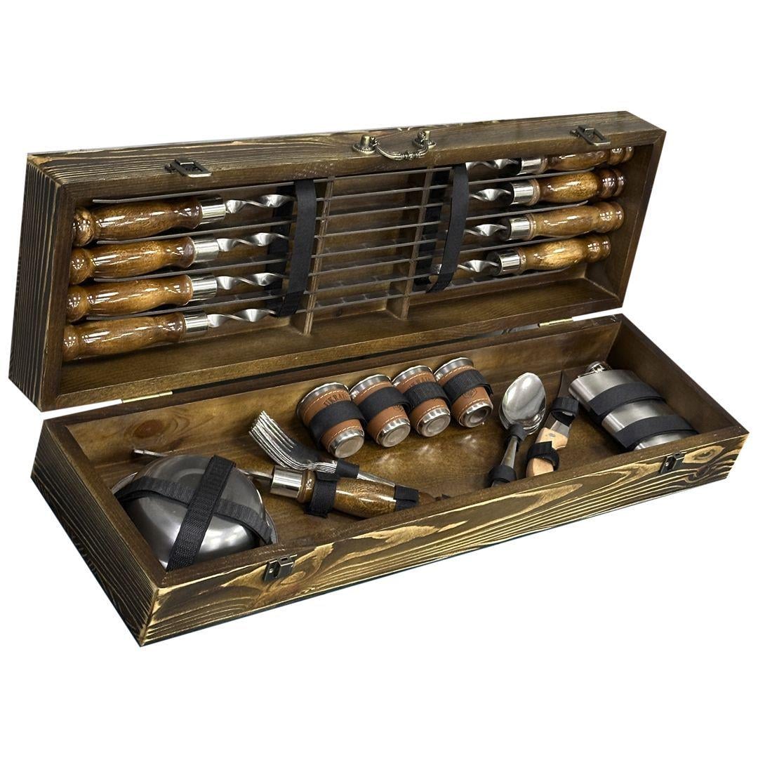 Подарочный набор шампуров Mzavod Есаул в деревянном кейсе Светлое дерево (147-17-1190510000856)