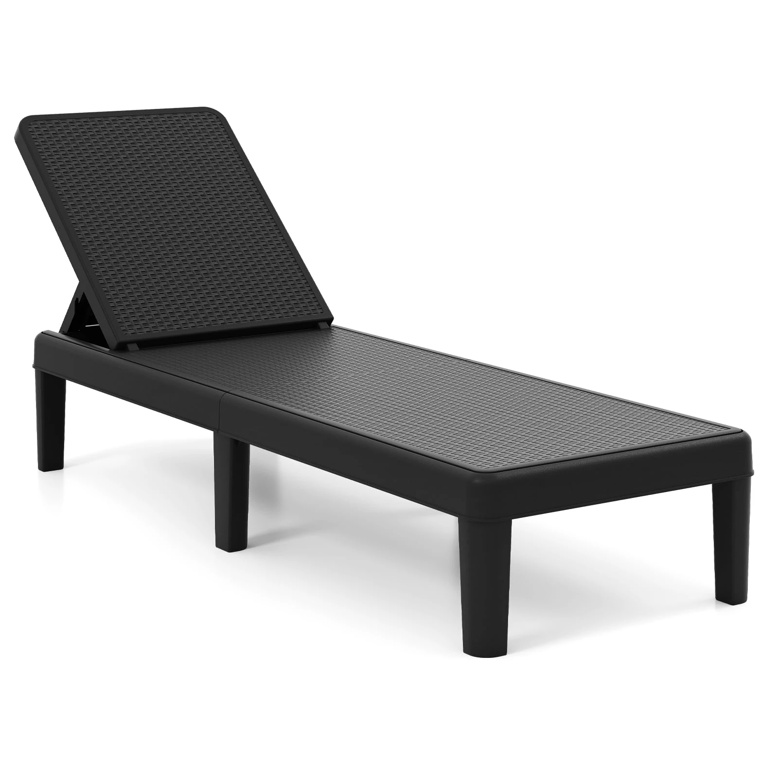 Шезлонг садовый с регулировкой 57x188x84 см Черный (COSTWAY-01172)