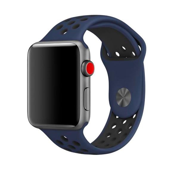 Ремешок силиконовый с перфорацией для Apple Watch 38/40/41 mm Series SE/7/6/5/4/3/2/1 Сине-черный