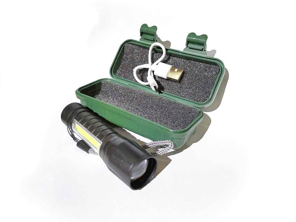 Фонарик Bailong ручной ZB-10 в кейсе USB XPE+COB light аккумулятор (879307)