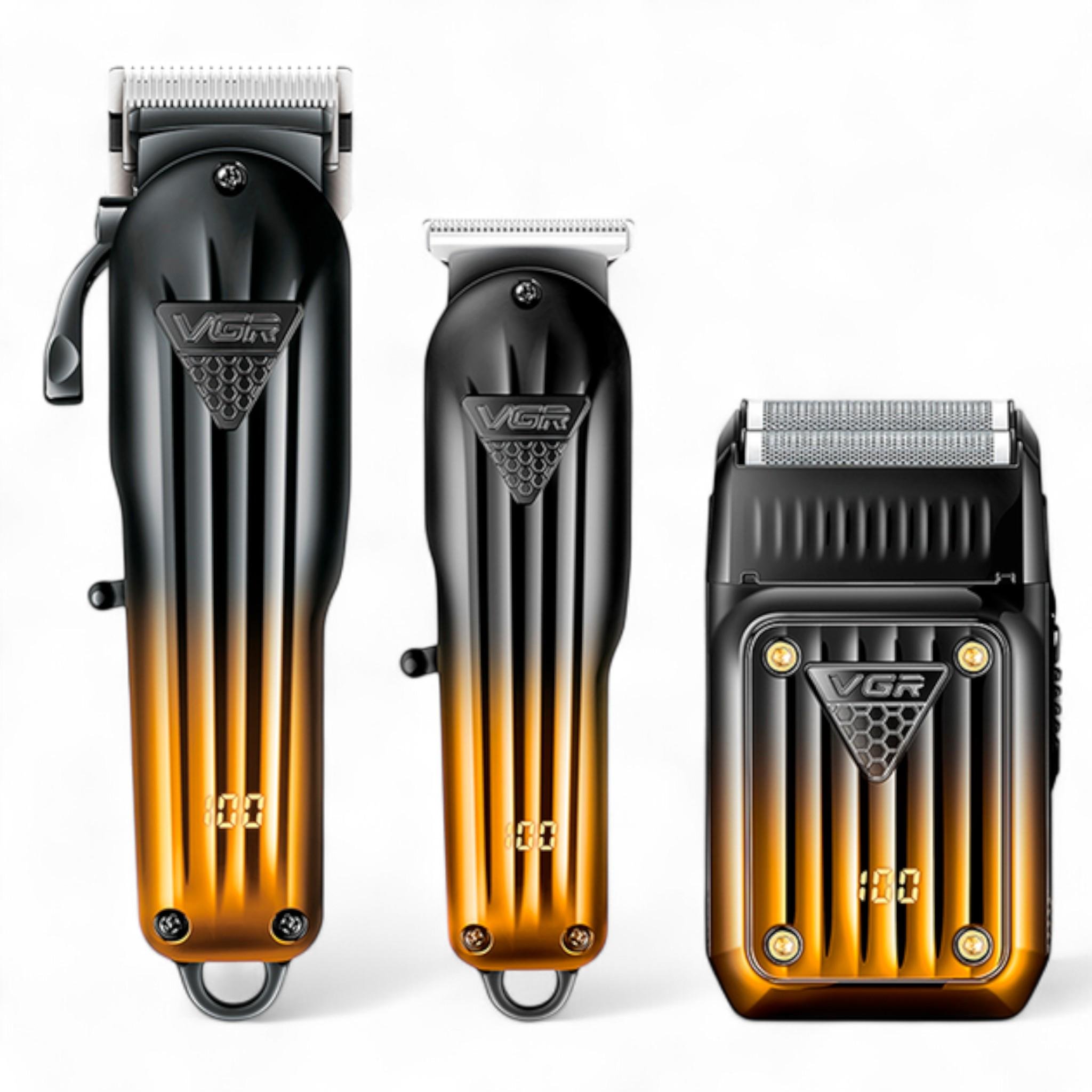 Набір VGR 3в1 V-644 Машинка для стрижки акумуляторна clipper/триммер/електробритва Yellow (M_V-644Yellow)