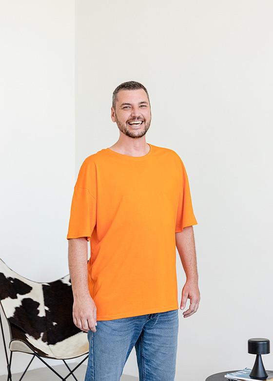 Футболка мужская GBI Оверсайз хлопковая лонг XXL/XXXL Оранжевый (13723)
