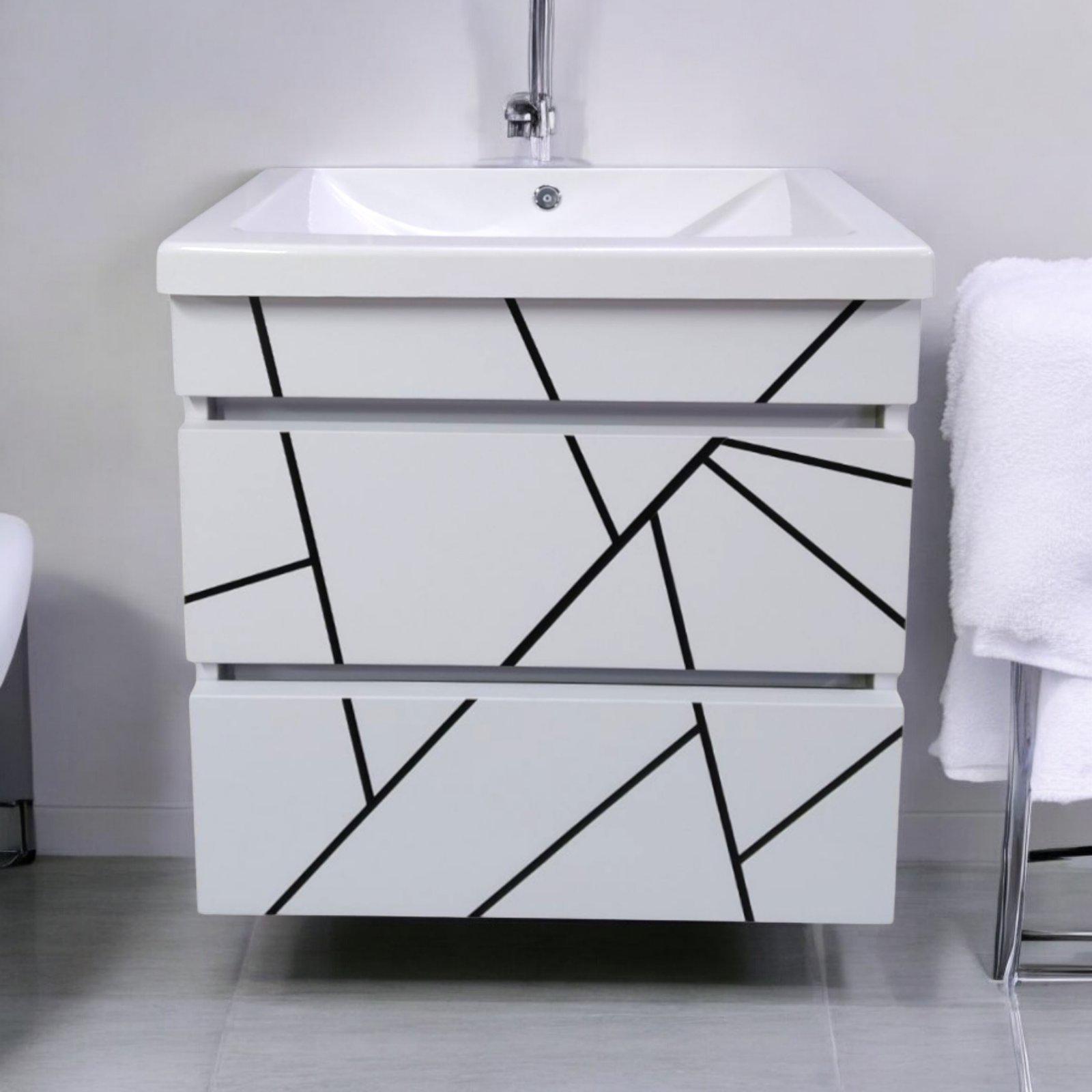 Тумба подвесная для ванной комнаты пластиковая Mikola-M Atlant Chaos 80 см White/Black (2383) - фото 5 Тумба подвесная для ванной комнаты пластиковая Mikola-M Atlant Chaos 80 см White/Black (2383) - фото 5