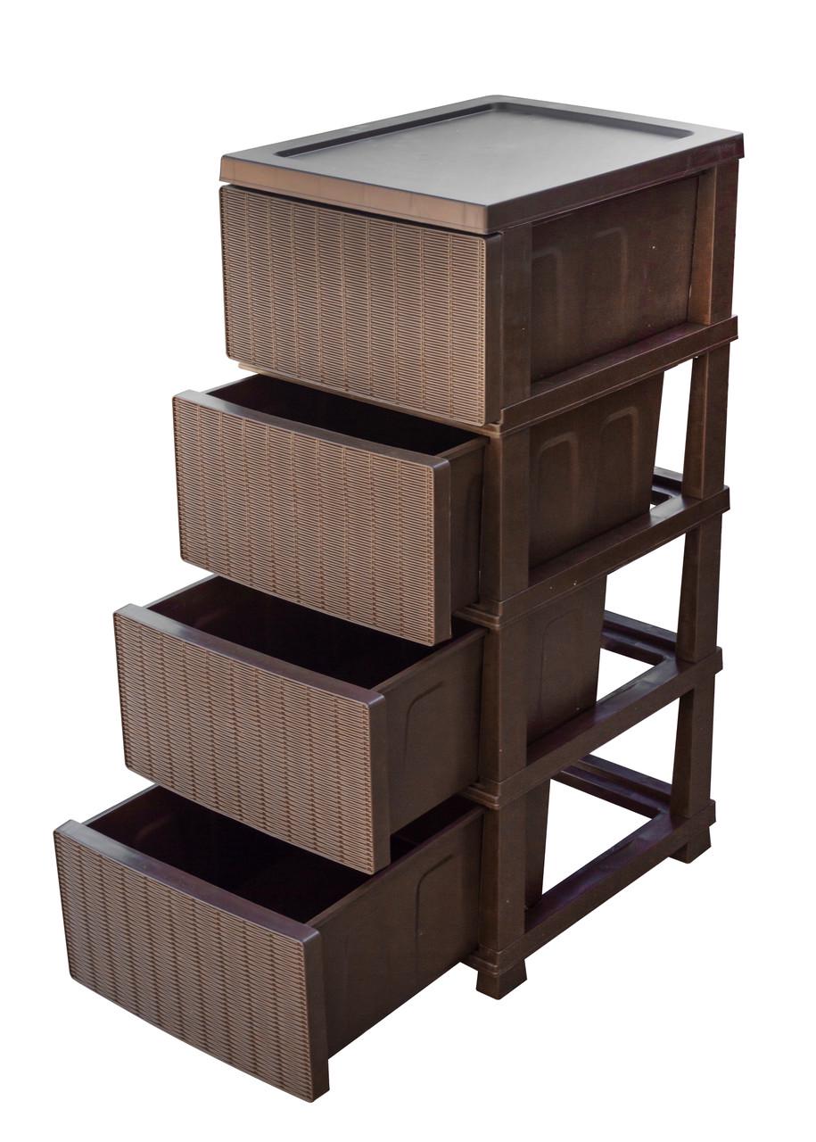 Комод пластиковый R-Plastic 34001 Ротанг на 4 ящика 86x45x35 см Коричневый (5158-КР) - фото 2 Комод пластиковый R-Plastic 34001 Ротанг на 4 ящика 86x45x35 см Коричневый (5158-КР) - фото 2