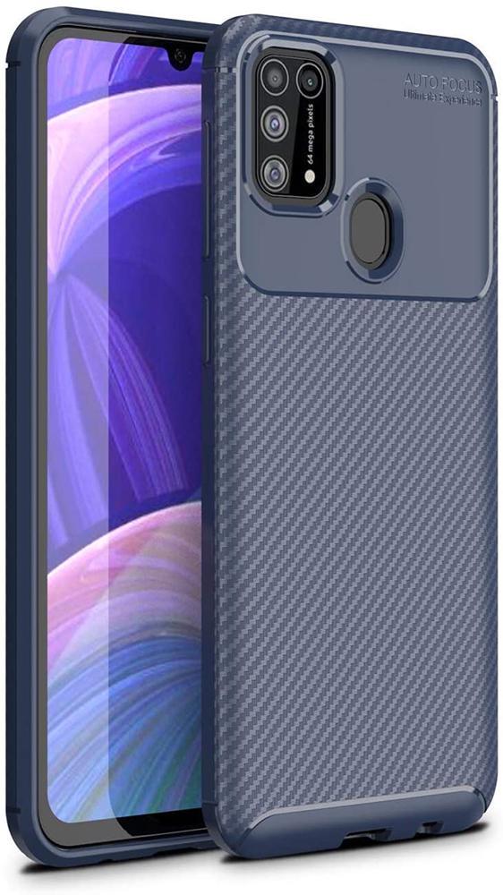 Чехол накладка Auto Focus Carbon для Samsung Galaxy M31 M315 Blue (20064-28)