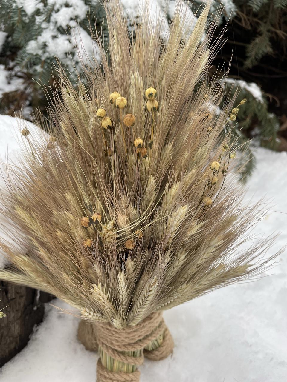Рождественский дидух из ржаных колосьев и льна 30 см (2371006860) - фото 4 Рождественский дидух из ржаных колосьев и льна 30 см (2371006860) - фото 4