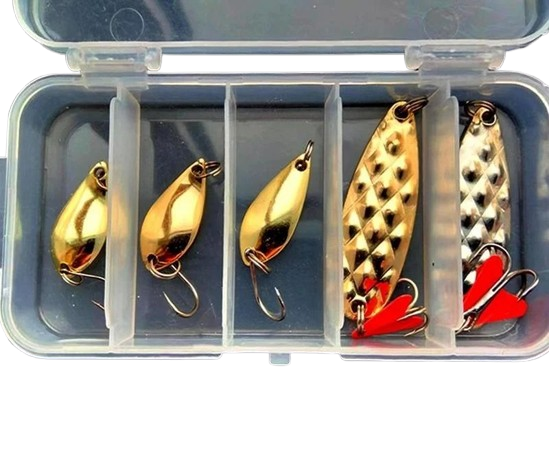 Набір наживок для риболовлі Р16 2,5 та 7 грам блешні з гачками в коробці 5 шт. (НР051453)