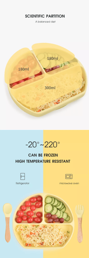 Тарілка силіконова трисекційна Лимонний (10713) - фото 7 Тарілка силіконова трисекційна Лимонний (10713) - фото 7