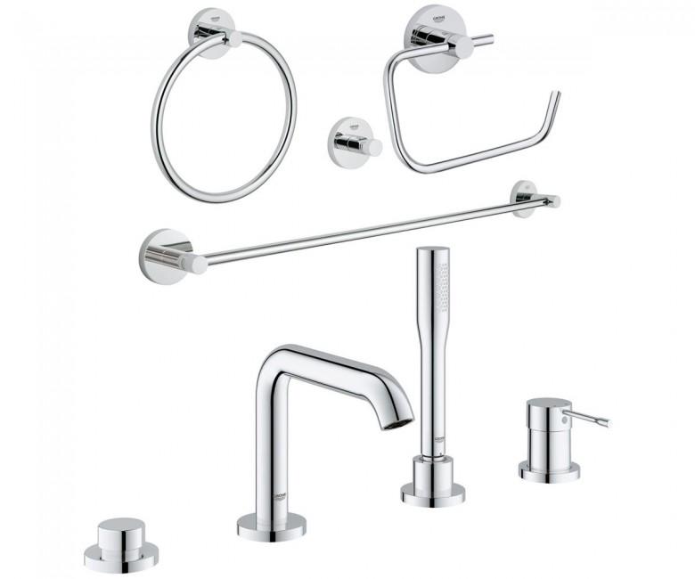 Комплект Grohe 1957800140823000 смеситель для ванны Essence 19578001 + набор аксессуаров Essentials 40823001 Хром (82558)