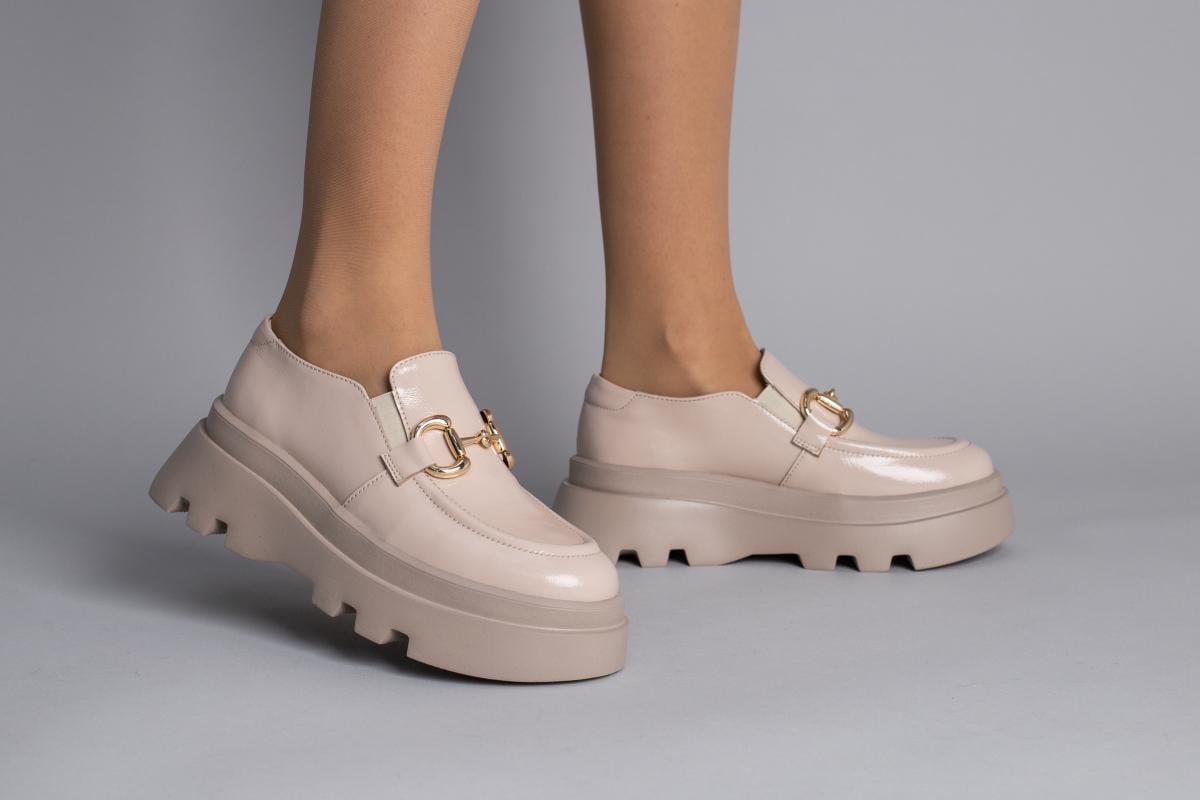 Лоферы женские кожа наплак р. 39 Бежевый (3903-1/39)