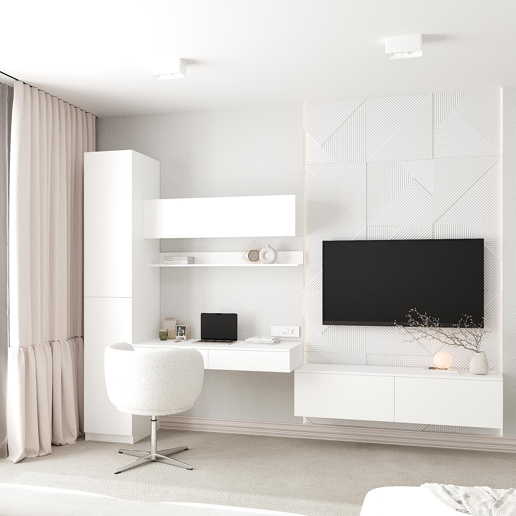 Комплект мебели Эйр пенал/стол подвесной/полка/тумба Белый (28523309)