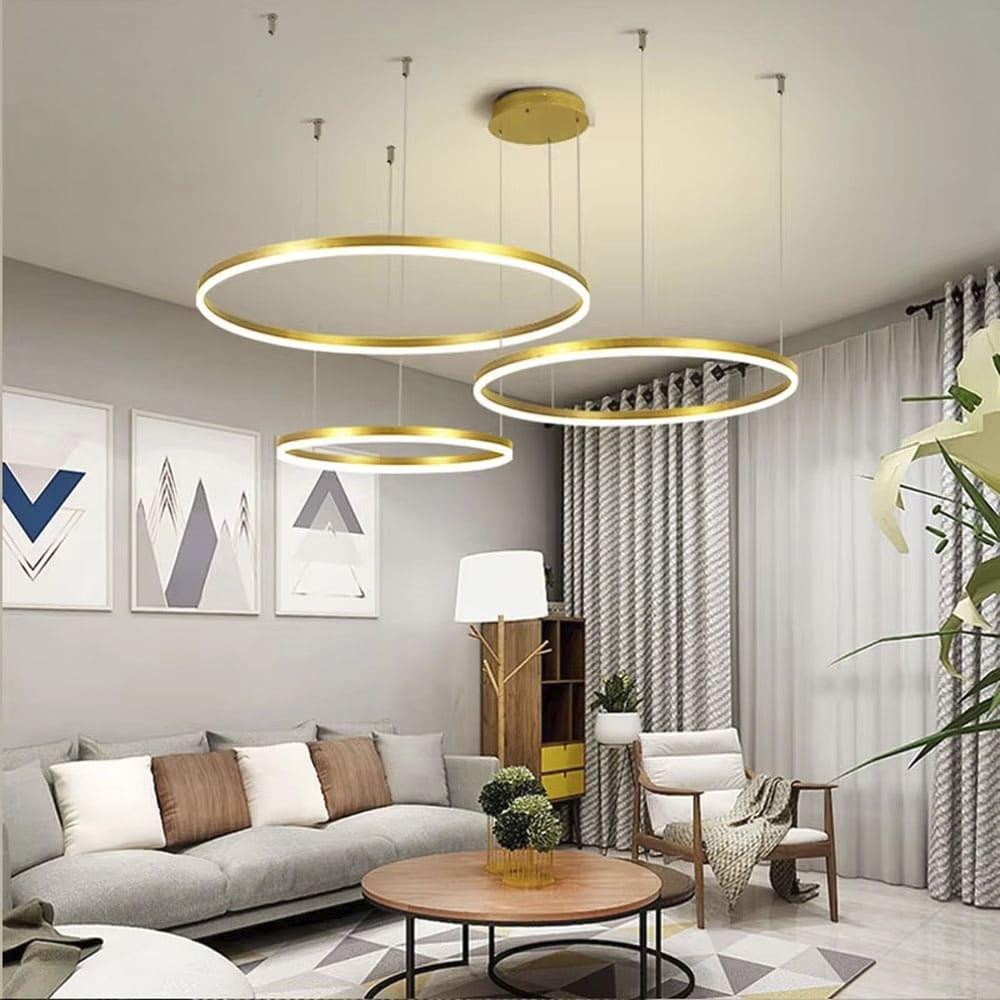 Люстра світлодіодна на три кільця 60/50/40 см Латунь (MJ73-600/500/400 AB)