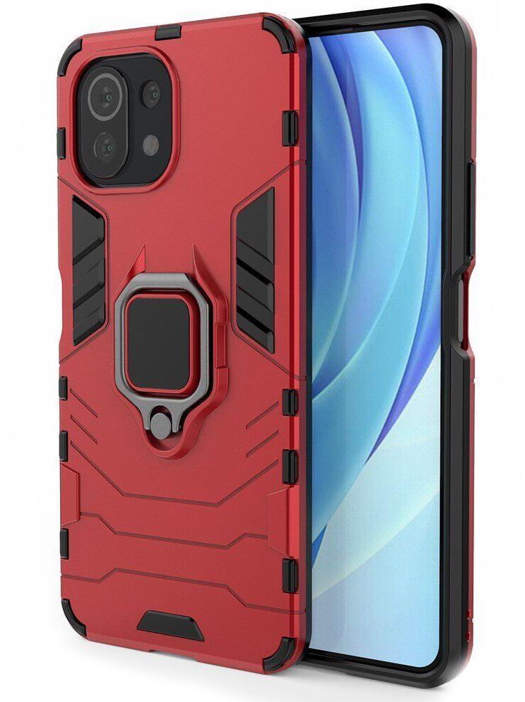 Противоударный чехол Xiaomi 11 Lite 5G NE (подставка кольцо) Red (24146-2D)
