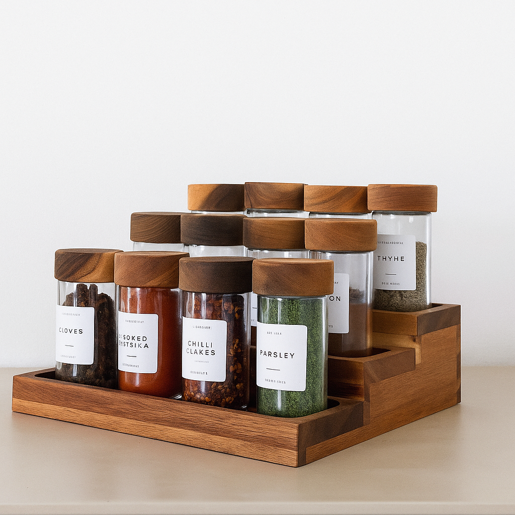 Набор банок для специй на деревянной подставке-органайзере 24x25x8 см 12 шт. Набор банок для специй на деревянной подставке-органайзере 24x25x8 см 12 шт.