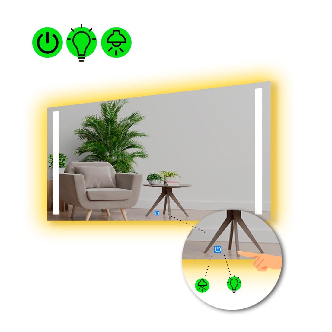 Зеркало LED подсветкой Adelita с сенсорной кнопкой управления 120x80 см (8776850)