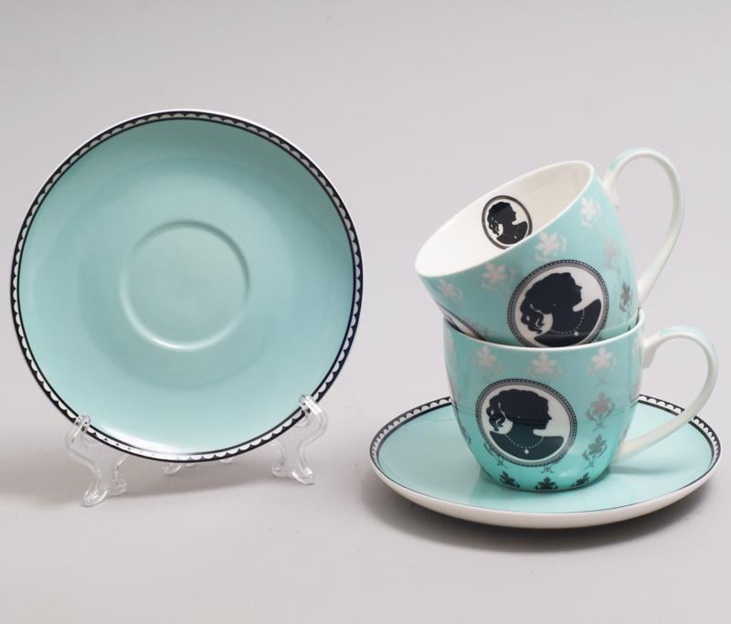 Набор чайный Силуэт 2 чашки с блюдцами 280 мл Бирюзовый