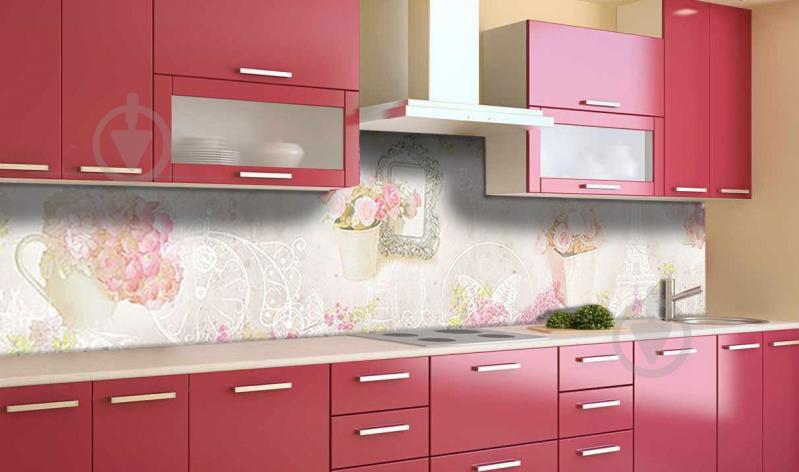 Наклейка виниловая кухонный фартук  Zatarga  "Цветы и Достопримечательности"  650х2500 мм