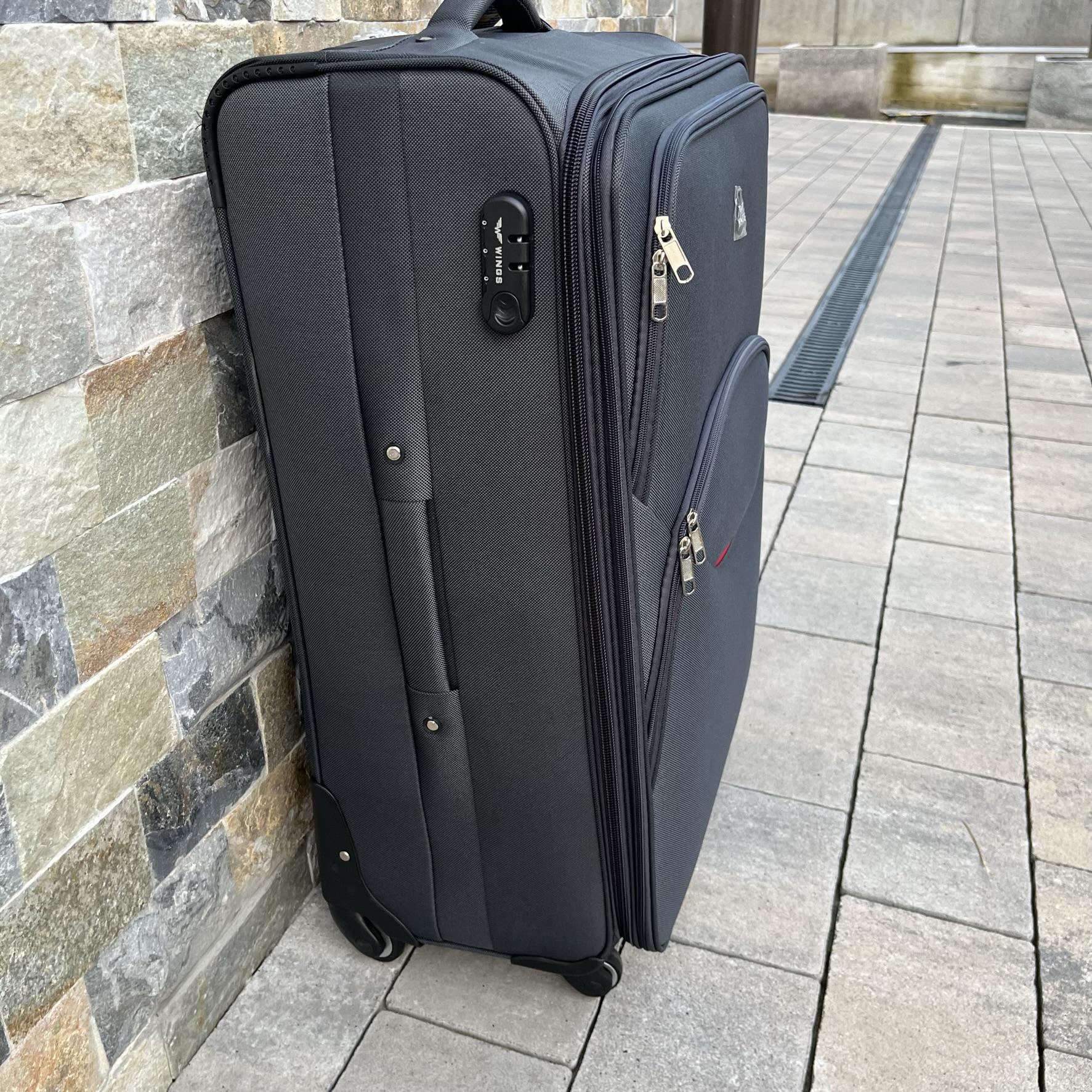 Чемодан тканевый большой на 4 колесах Wings 1708 L Серый - фото 4