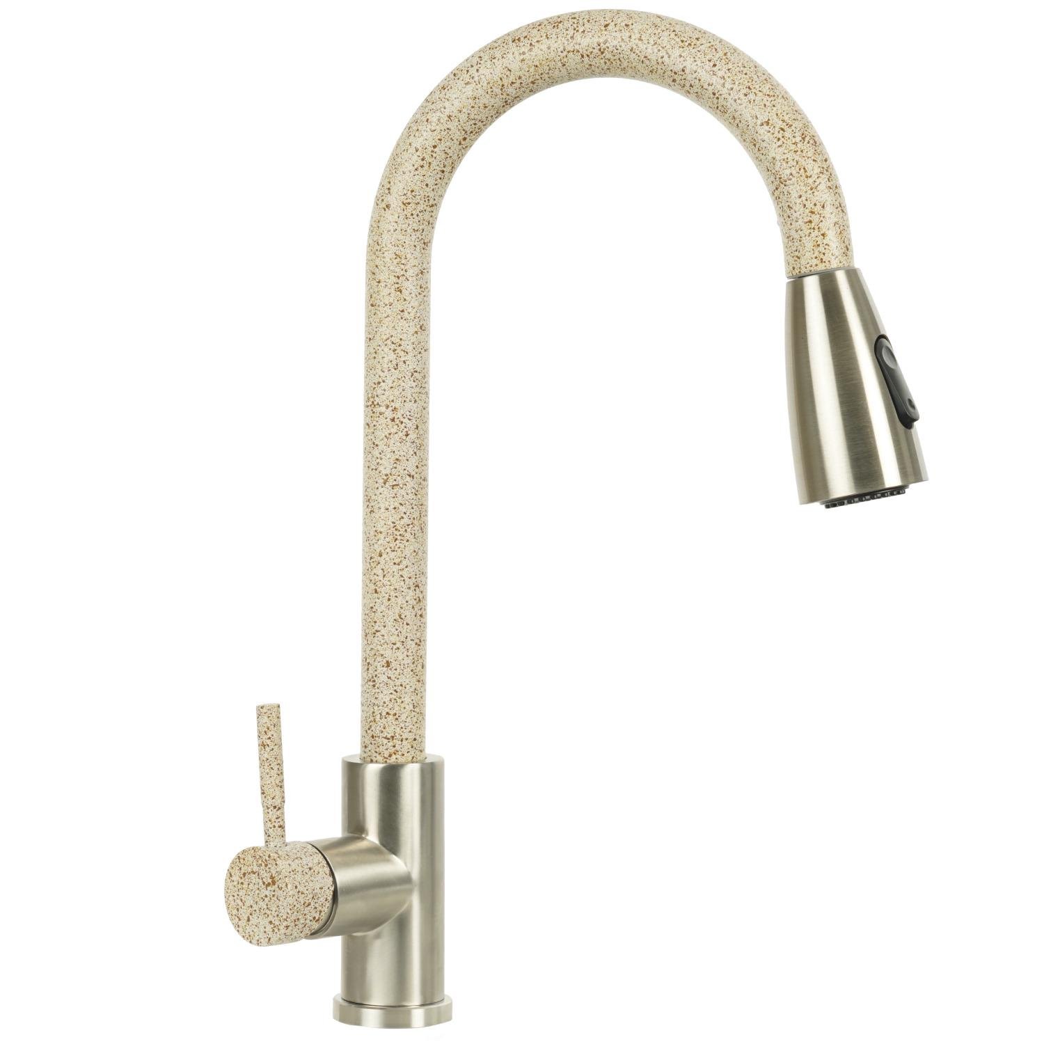 Змішувач для кухні Platinum KT 8203 8614 PLS-A35107 із висувною лійкою Бежевий (158537) Змішувач для кухні Platinum KT 8203 8614 PLS-A35107 із висувною лійкою Бежевий (158537)