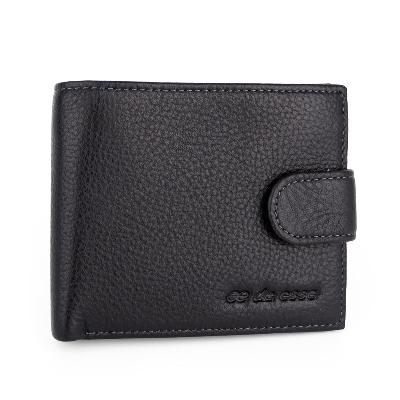 Портмоне мужское кожаное DE ESSE LC47891-1 на кнопке Черный (2930755589)