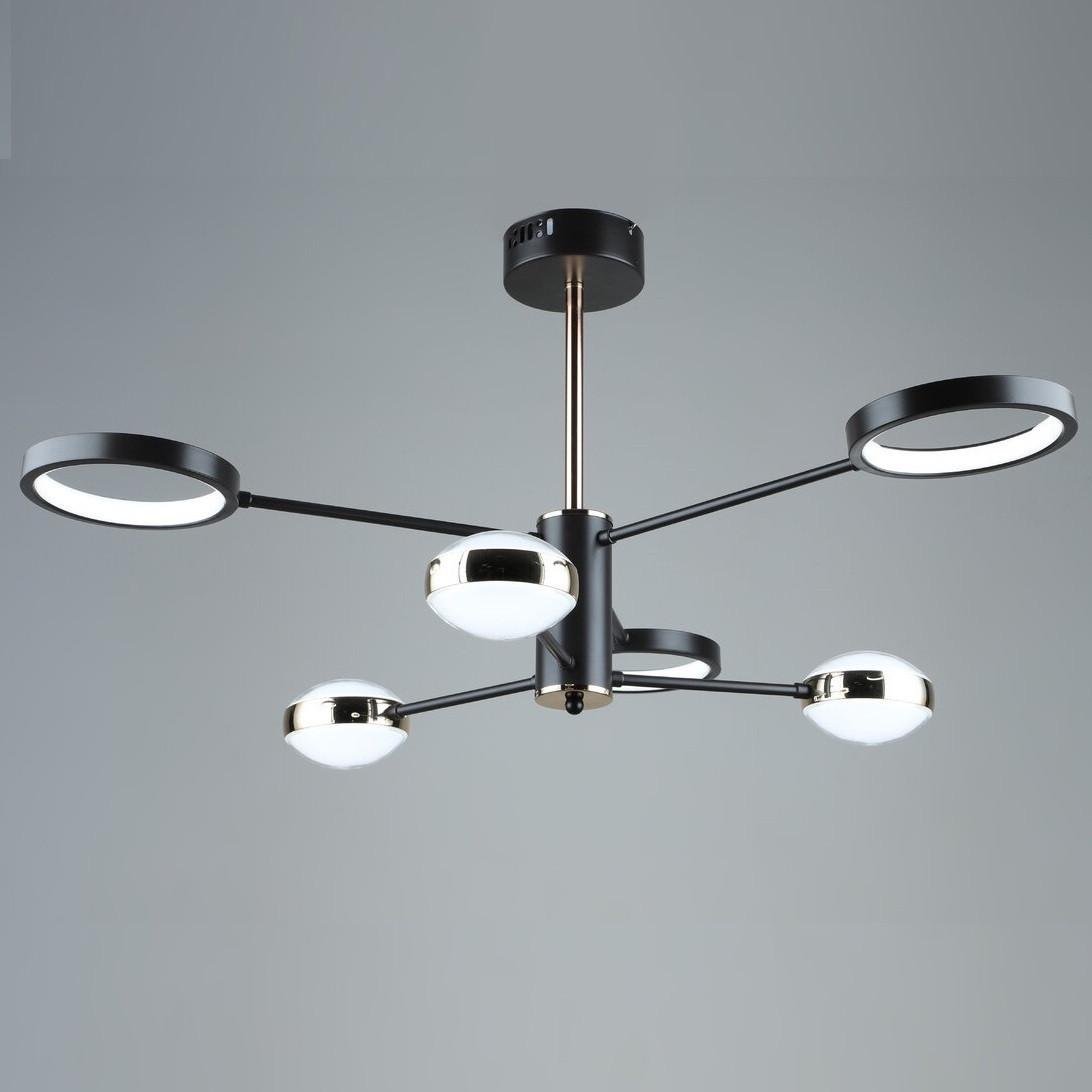 Люстра светодиодная Sirius с круглыми плафонами 51W 3000-6500К Черно-золотой (B YH872/3+3 COFFEE+GD)