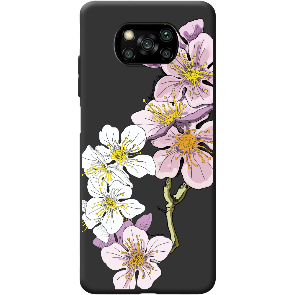 Чехол BoxFace Poco X3 Cherry Blossom Черный силикон (41288-cc4-41933)