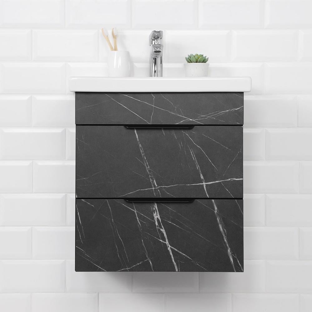 Тумба підвісна із раковиною MVK Vostok Lite 50 B1 500х400х530 мм Камінь П'єтра Гріджо Чорний (8086bl) - фото 3