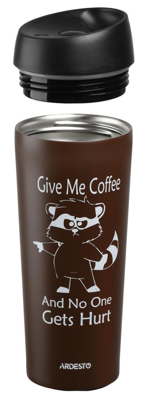 Термочашка Ardesto Coffee time Raccoon 450 мл Brown (AR2645DML) - фото 2 Термочашка Ardesto Coffee time Raccoon 450 мл Brown (AR2645DML) - фото 2