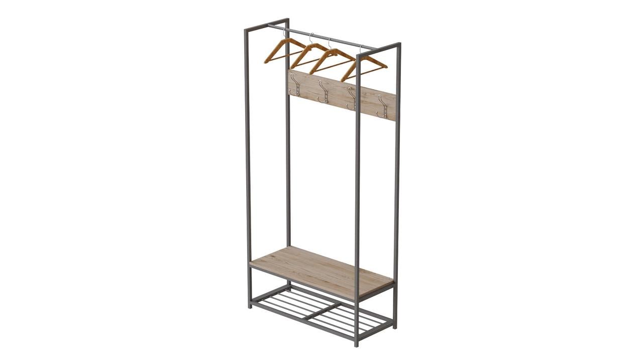 Вішалка модульна підлогова Ferrum-decor Треліс 13 ДСП 16 мм 180x90x38 см Сірий/Дуб Сан-Марино (FRD-104338)