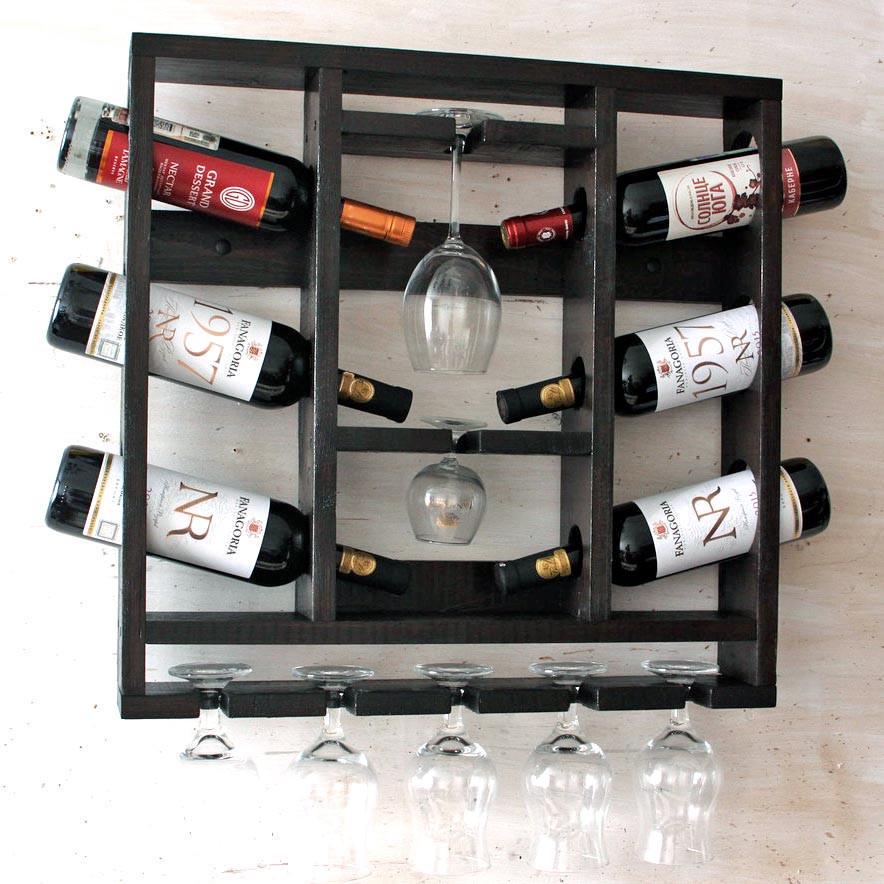 Полка для вина настенная из дерева Иваки Венге (ПНК-005812)