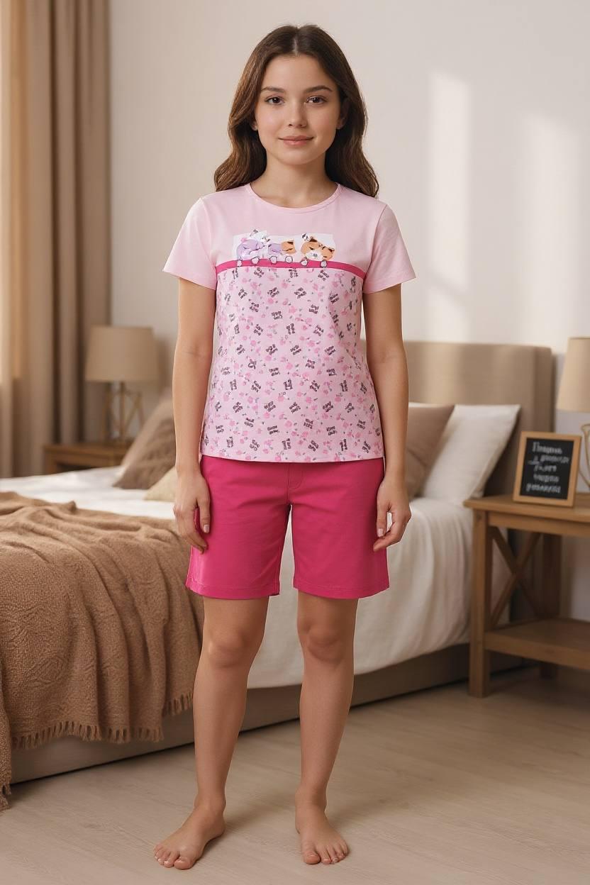 Домашний костюм-пижама детский для девочки BAYKAR Котенок р. 10 140-146 см 10-11 лет Сиреневый (9220-116)